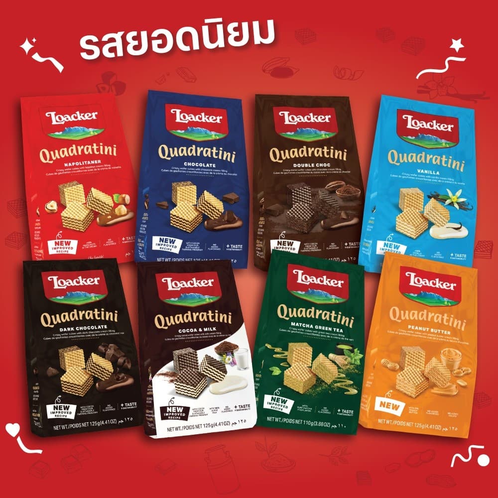 ล็อคเกอร์ ควอดราตินี ช็อกโกแลต 125 กรัม / Loacker Quadratini Chocolate 125 g รูปที่ 6