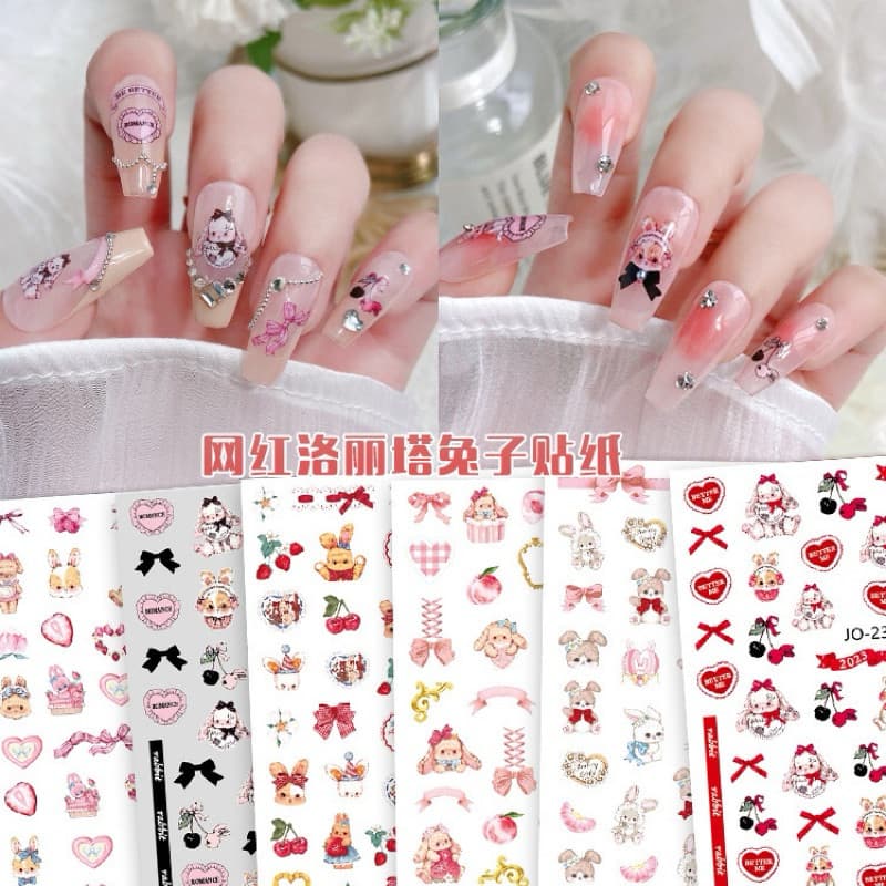 สติกเกอร์ตกแต่งเล็บ รูปกระต่ายบอกรัก แผ่นละ 9 บาท รูปที่ 1