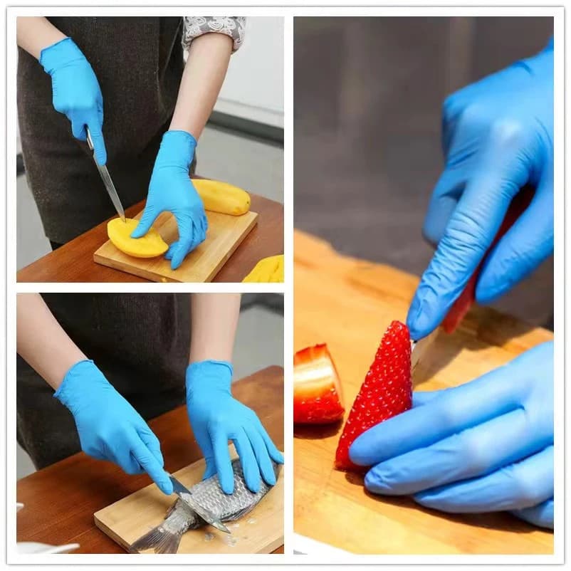 ถุงมือไนไตร ไม่มีแป้ง 100 ชิ้น/กล่อง ถุงมือยาง สัมผัสอาหารได้ Nitrile Glove มี 3สีให้เลือก รูปที่ 2