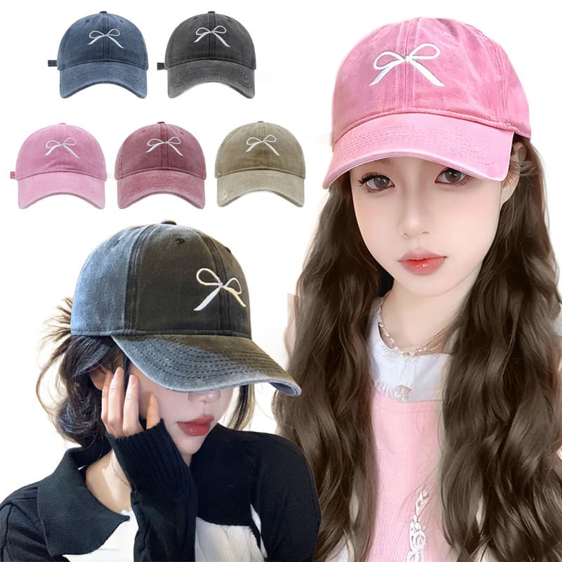หมวกแก๊ป หมวกแก๊ปปักโบว์สีซีด มีสายปรับขนาดได้ ใส่กันแดดใส่เที่ยว งานจริงน่ารักมากเหมาะกับทุกลุค สไตล์เกาหลี รูปที่ 6
