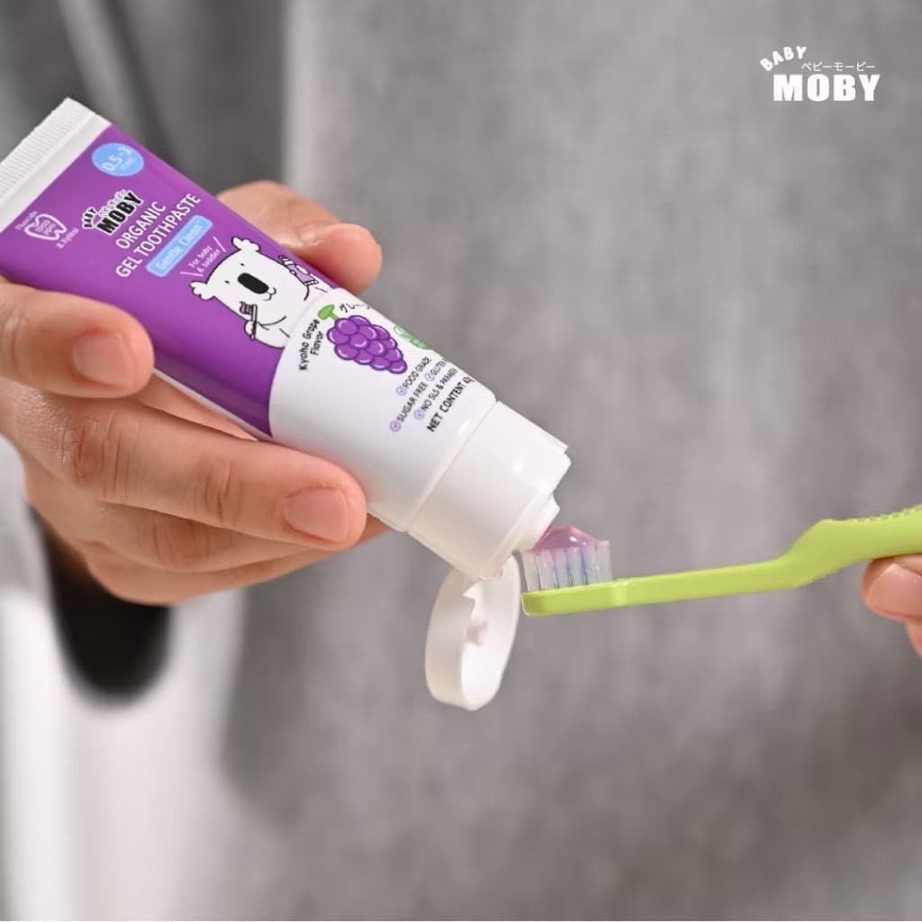 Baby Moby ยาสีฟันออร์แกนิค เจล กลิ่นองุ่นเคียวโฮ ขนาด 40 กรัม ฟลูออไรด์ 1000ppm Food Grade กลืนได้อย่างปลอดภัย รูปที่ 5