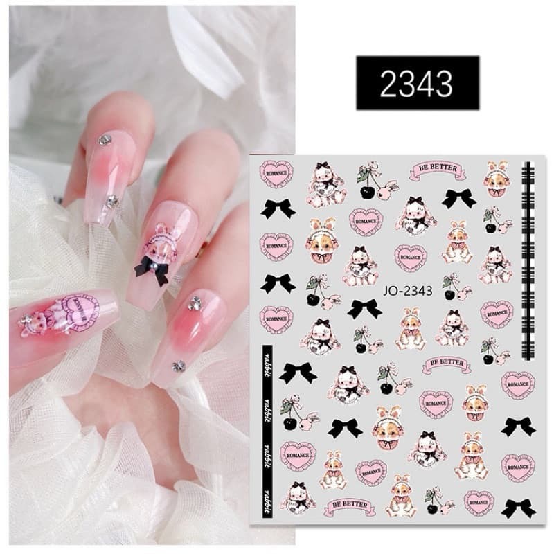 สติกเกอร์ตกแต่งเล็บ รูปกระต่ายบอกรัก แผ่นละ 9 บาท รูปที่ 2