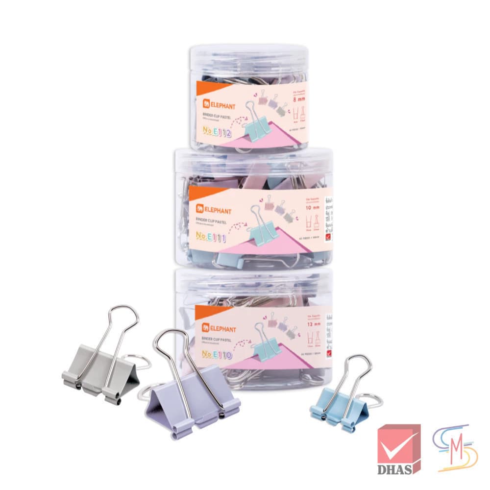 Elephant ตราช้าง คลิปหนีบกระดาษ สีพาสเทล No. E110 / E111 / E112 จำนวน 1 กระปุก รูปที่ 2