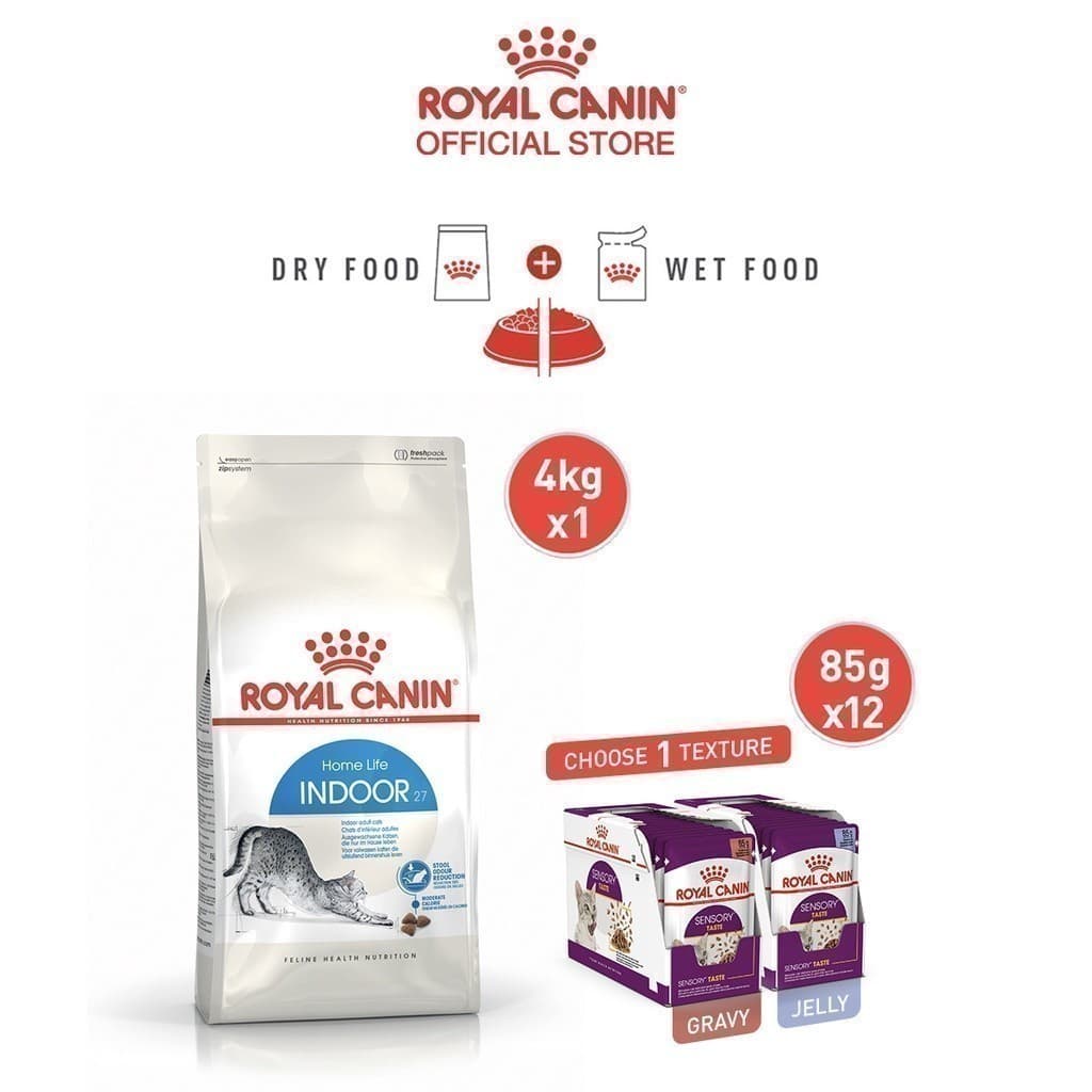 Royal Canin Indoor 4kg แมวเลี้ยงในบ้าน+Royal Canin Sensory Taste Pouch Gravy รสชาติพิเศษ อายุ 1 ปีขึ้นไป รูปที่ 2