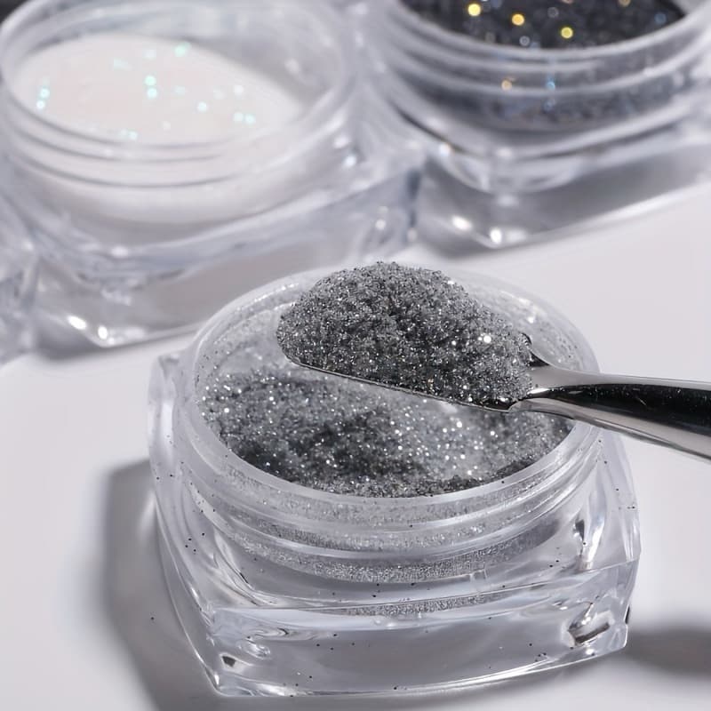 6 ชิ้น/เซ็ตเล็บ Glitter Powder ชุด Micro Sand Shimmer Powder เล็บสีฝุ่น Black Series ตกแต่งเล็บ รูปที่ 5