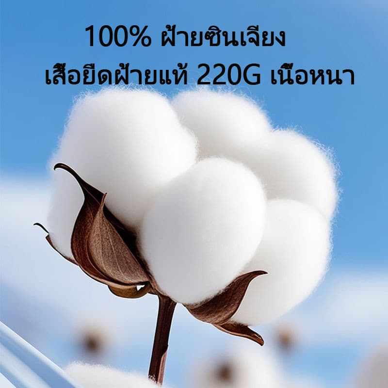 HAICOO เสื้อยืดแขนสั้นคอกลม ผ้าคอตตอน 100% ทรงโอเวอร์ไซส์ นุ่มสบายผิว สไตล์เกาหลี ใส่ได้ทุกฤดู 220G ผ้าหนา รูปที่ 5