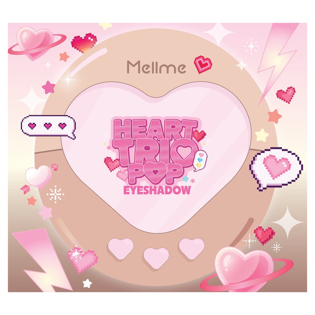 MELLME - Heart Trio Pop Eyeshadow เมลมี ฮาร์ท ทรีโอ้ ป๊อป อายแชโดว์ รูปที่ 3