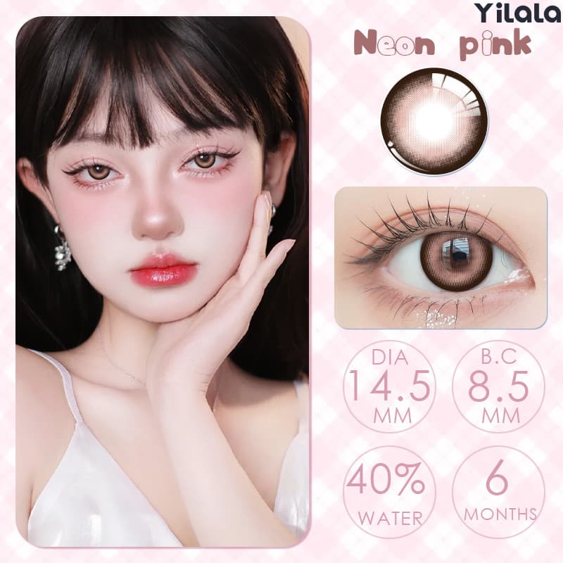 Yilala 0 ~-4.50 คอสเพลย์คอนแทคเลนส์สีสีชมพูคอนแทคเลนส์เส้นผ่านศูนย์กลาง 14.5 มม.สีน้ําตาลสีติดต่ออะนิเมะ Softlens รูปที่ 6