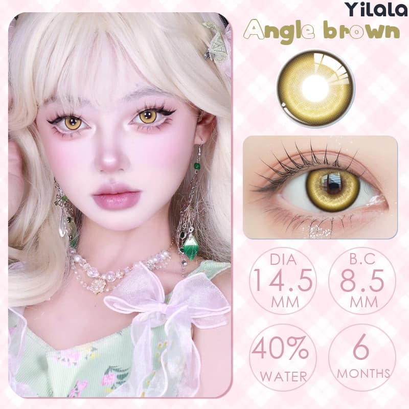 Yilala 0 ~-4.50 คอสเพลย์คอนแทคเลนส์สีสีชมพูคอนแทคเลนส์เส้นผ่านศูนย์กลาง 14.5 มม.สีน้ําตาลสีติดต่ออะนิเมะ Softlens รูปที่ 4