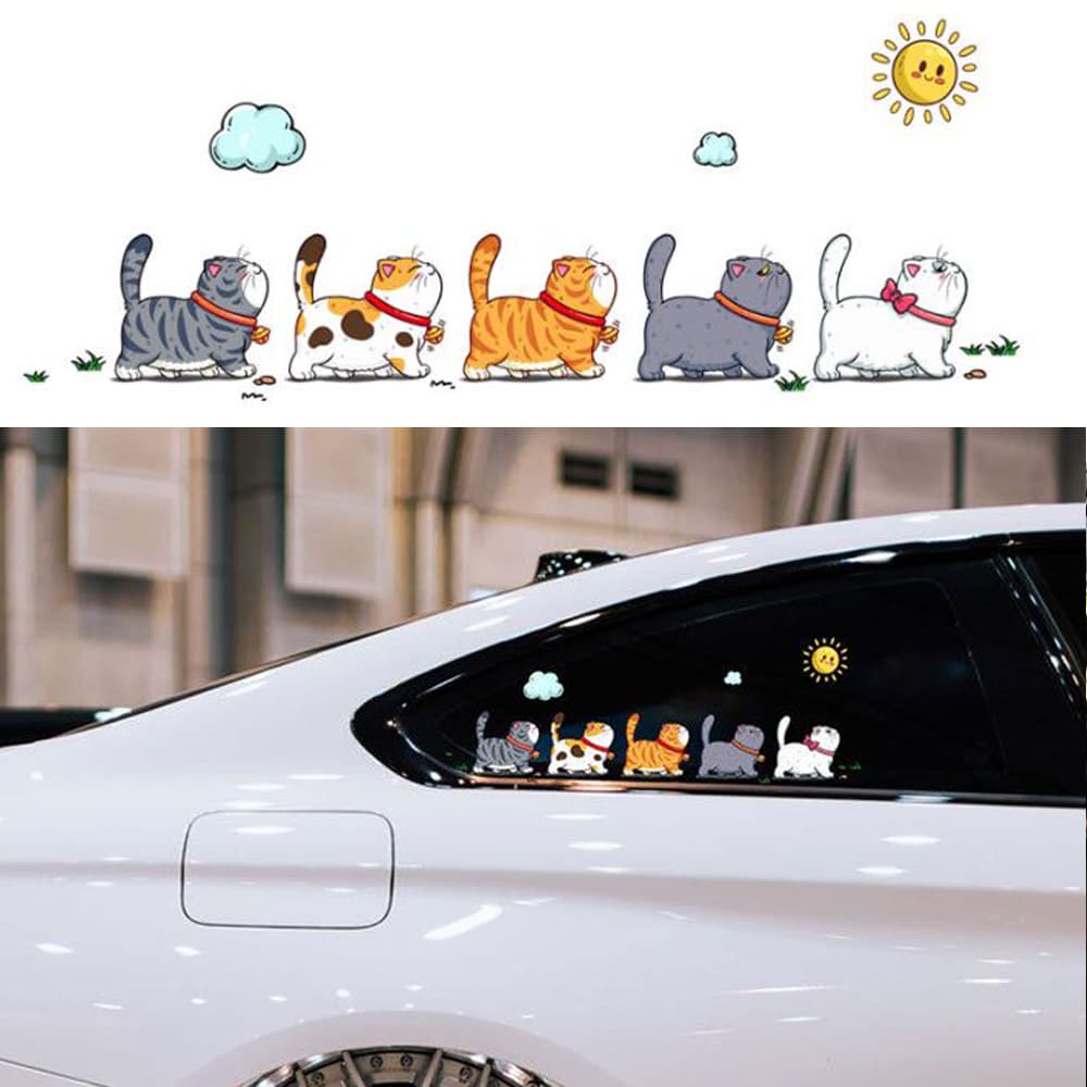 5 ตัว / ชุด !! สติกเกอร์แมวน่ารัก กันน้ํา ลายแมวตลก สติ๊กเกอร์ติดรถ สําหรับตกแต่งรถยนต์ ปิดรอยขีดข่วน รูปที่ 3