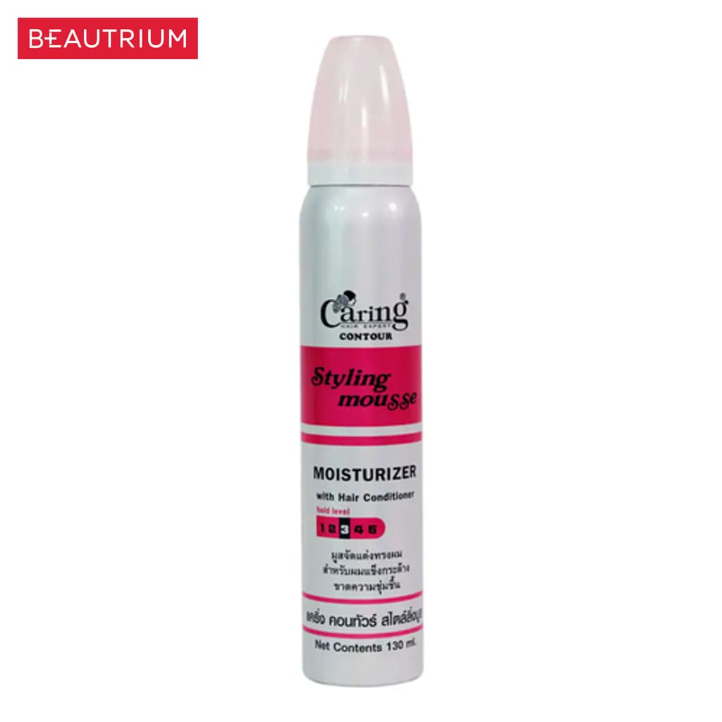 CARING Styling Mousse Moisturizer With Hair Conditioner ผลิตภัณฑ์จัดแต่งทรงผม 130ml รูปที่ 2