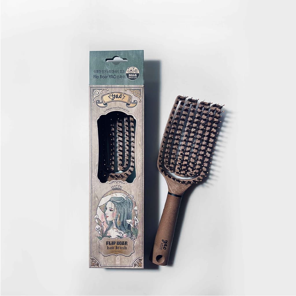 YAO Moving Flip Boar Brush หวีขนหมูป่าแท้สำหรับบำรุงเส้นผมให้เงางามเป็นธรรมชาติขนาดใหญ่พิเศษหวีได้ทั่วถึงกว่าสำหรับผมยาว รูปที่ 2