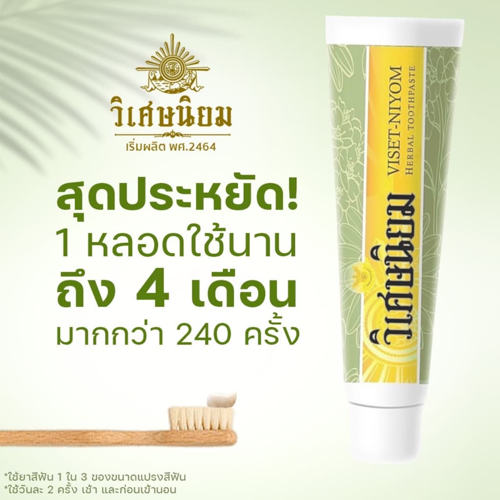 แพ็ค 2 VISET-NIYOM ยาสีฟันสมุนไพร Lot ใหม่ สูตรเข้มข้น อ่อนโยน รูปที่ 3