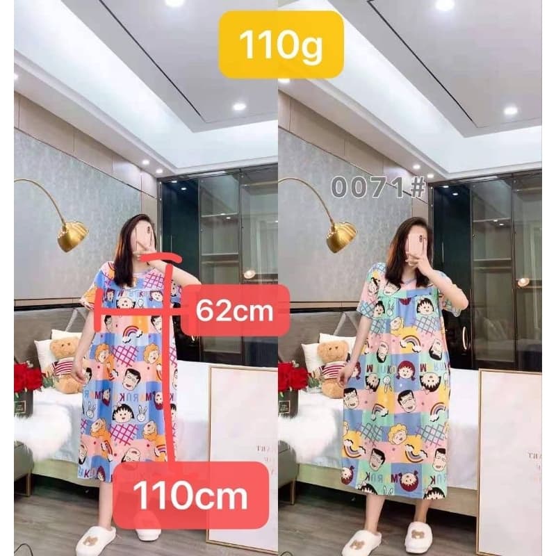 ชุดนอนกระโปรงไซต์ใหญ่6XL คนอ้วนคนท้องใส่ได้ รูปที่ 9
