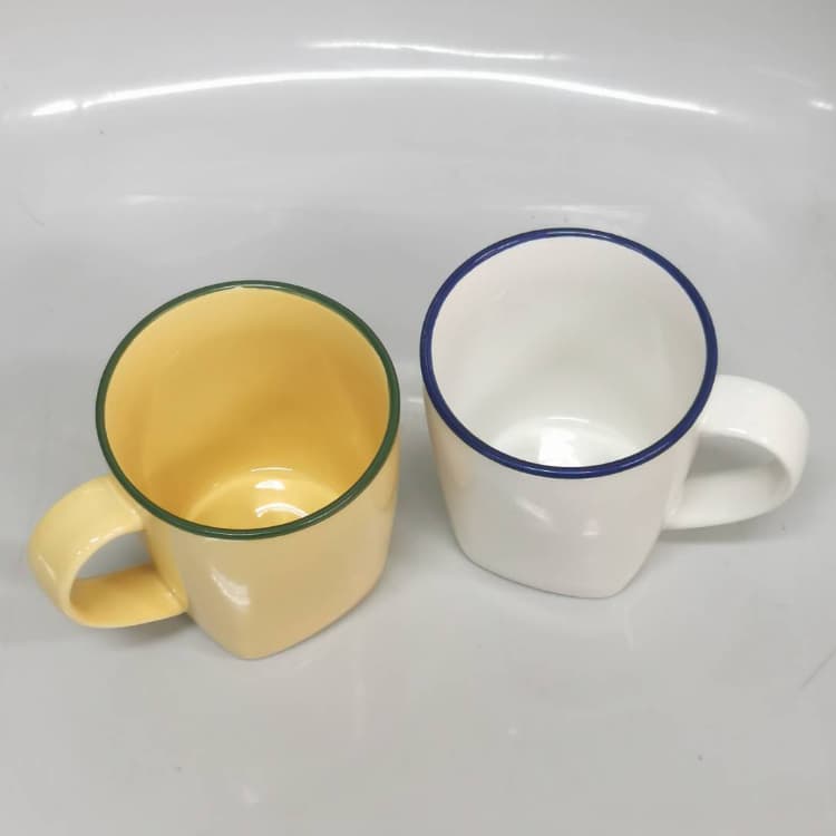 INDRA CERAMIC แก้ว 10 ออนซ์ทรงก้นเหลี่ยม ลายสังกะสี เซรามิกเข้าไมโครเวฟได้ รูปที่ 5