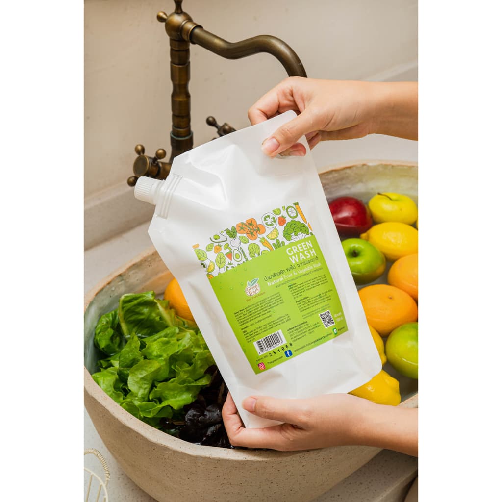 GreenWash Fruit and Vegetable Wash น้ำยาล้างผักผลไม้และเนื้อสัตว์จากเอนไซม์ผลไม้ ขนาดรีฟิลล์1ลิตร รูปที่ 2