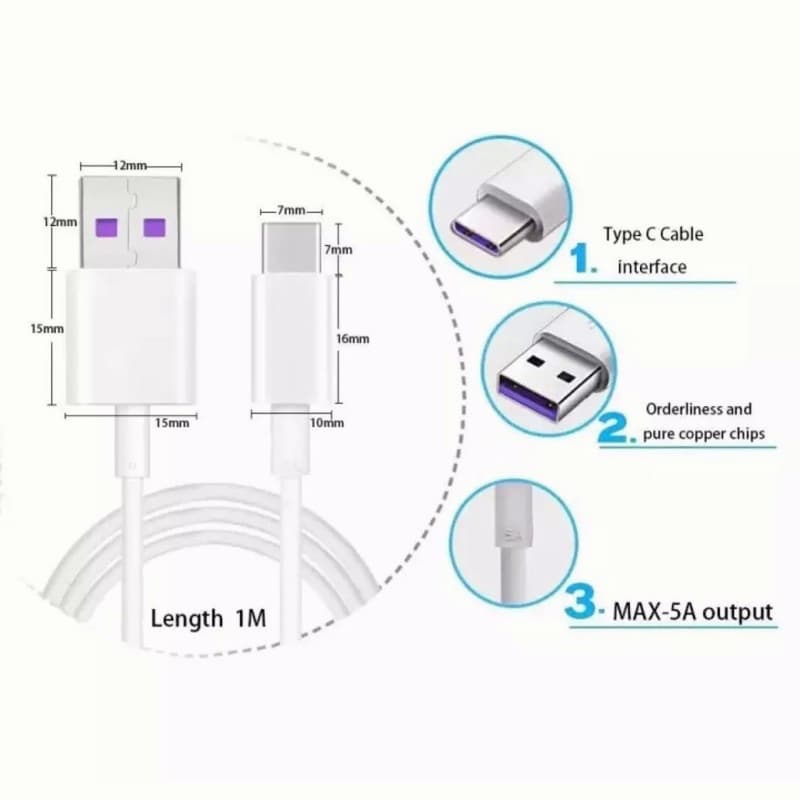 สายชาร์จ Type-C สายเคเบิลข้อมูล 5A พอร์ต 1M 1.5M 2M USB C สายชาร์จเร็ว เหมาะสำหรับโทรศัพท์มือถือทุกประเภทชาร์จพอร์ต รูปที่ 5