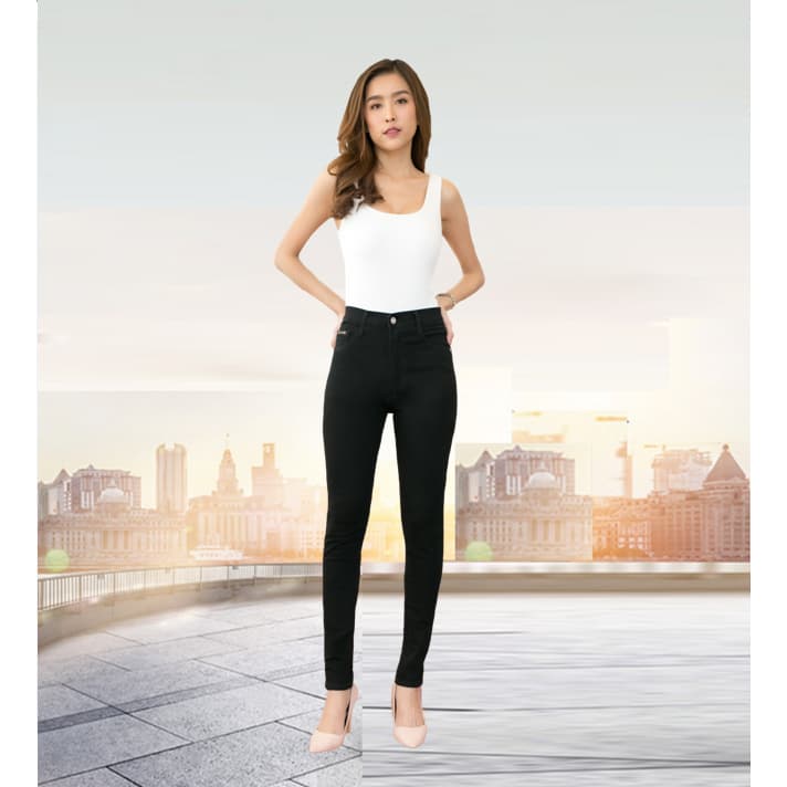 Jennyja กางเกงยีนส์ผู้หญิง ขาเดฟผ้ายืด เป้าแบบซิป สีดำแบล็ค ไซส์ S-5XL ผ้านุ่ม สวมใส่สบาย รูปที่ 2