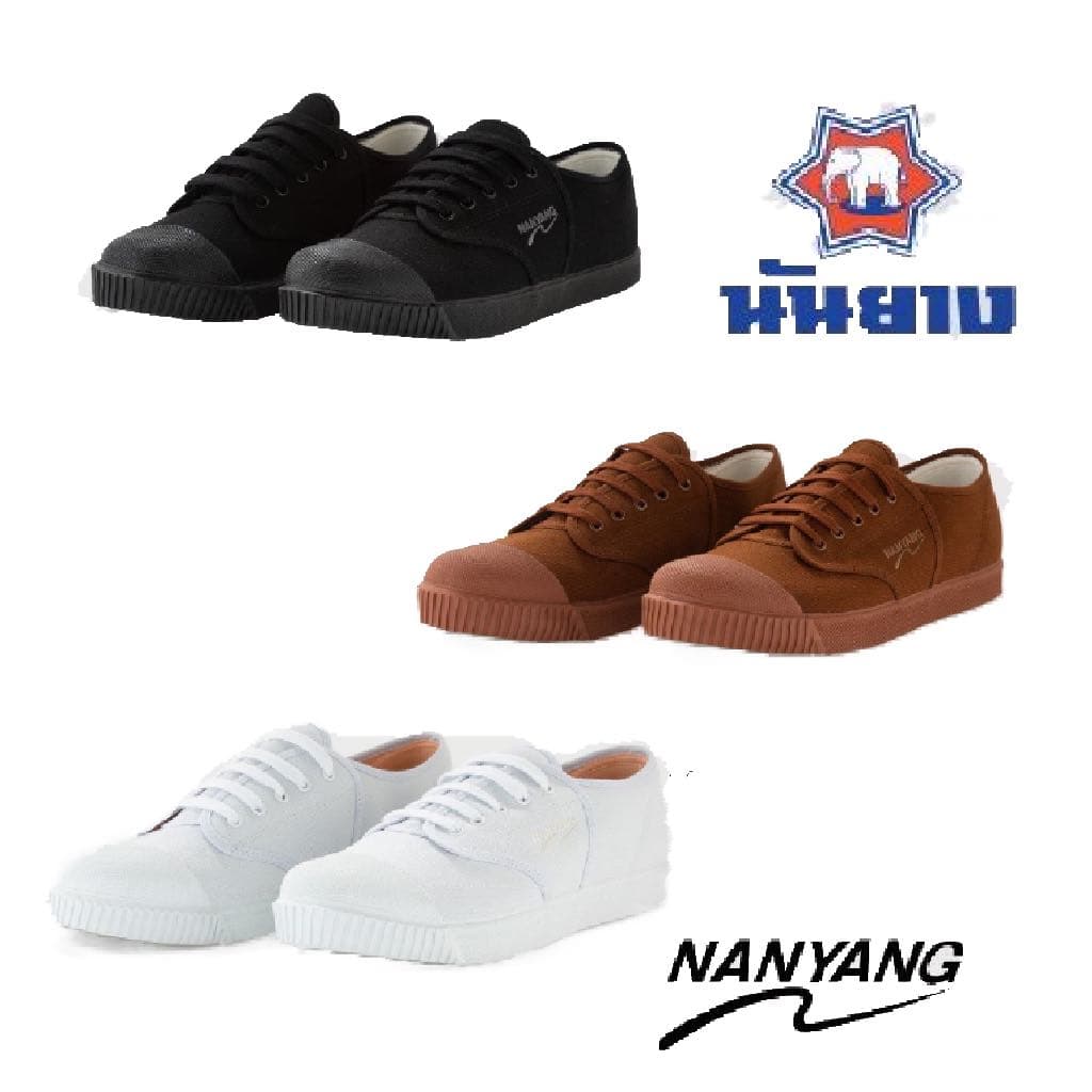 รองเท้าผ้าใบนักเรียน นันยาง Nanyang 205s สีดำ/ขาว/น้ำตาล ไซส์ 31-47 รูปที่ 1