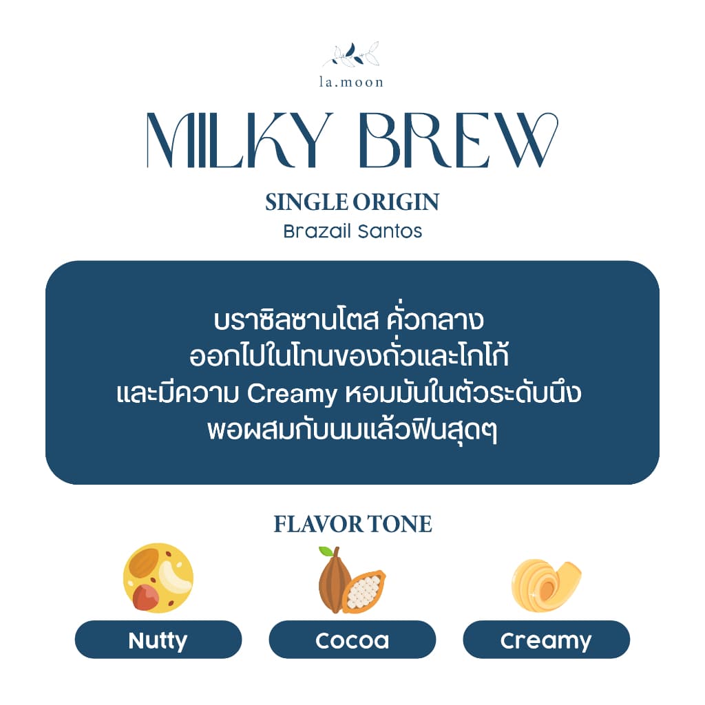 Lamoon เมล็ดกาแฟคั่วใหม่! Milky Brew 250g บดฟรี รูปที่ 2