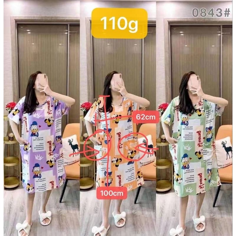 ชุดนอนกระโปรงไซต์ใหญ่ 6XL มีกระเป๋า รูปที่ 9