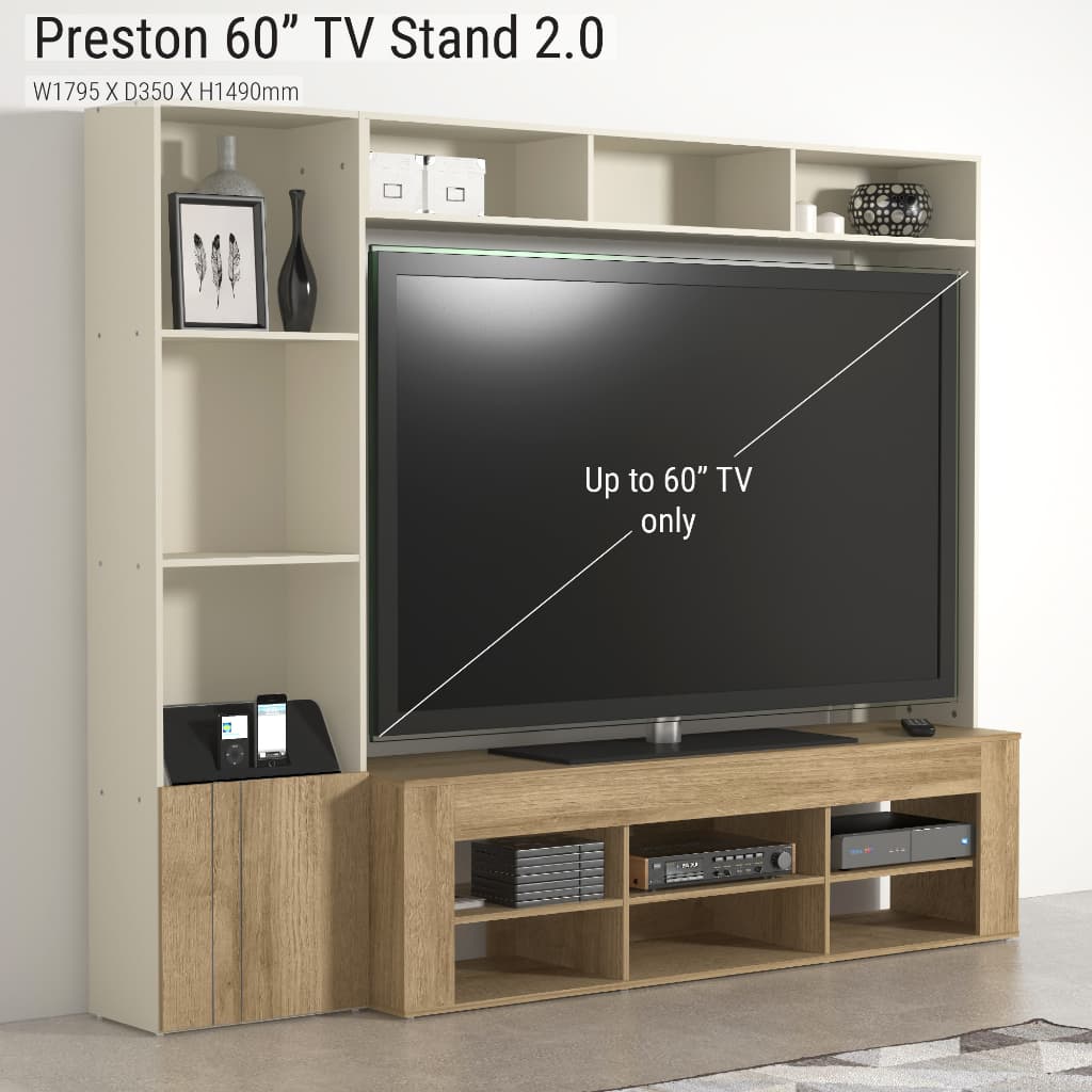 Tomato Home ชุดตู้ชั้นวางทีวี Preston 2.0 TV60นื้ว | ชั้นวางทีวี ตู้วางทีวี | เก็บของได้เยอะมาก รูปที่ 1
