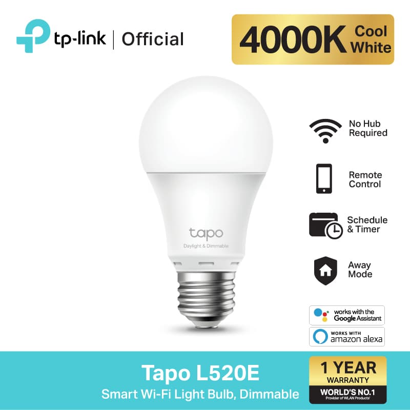 TP-Link Tapo L520E หลอดไฟอัจฉริยะ ตั้งค่าผ่านแอป สั่งการด้วยเสียง Smart Wi-Fi Light Bulb ขั้ว E27 มีฟังก์ชั่นหรี่แสง รูปที่ 1