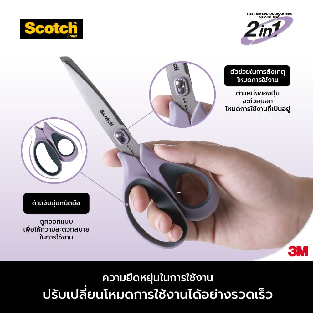 3M™ Scotch™ สก๊อตช์ กรรไกรพร้อมใบมีดเปิดกล่อง, 2 in 1, 8 นิ้ว รูปที่ 6