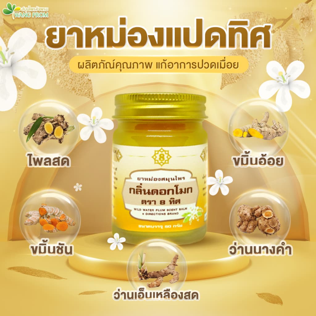วังพรม ยาหม่อง กลิ่นดอกโมก ตรา 8 ทิศ #9628 รูปที่ 3