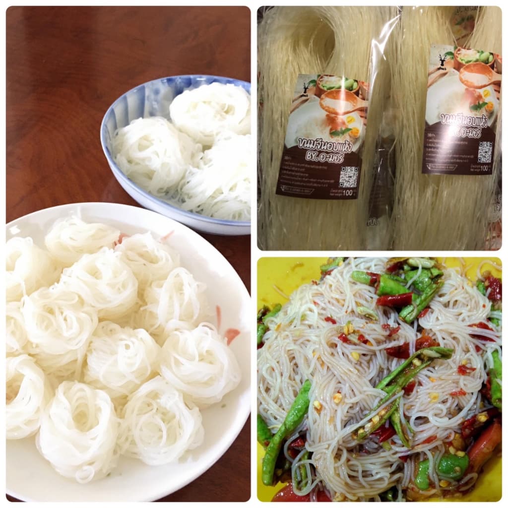 ขนมจีนเส้นอบแห้ง ข้าวปุ้น เหนียวนุ่ม ขนาด100กรัม รูปที่ 1