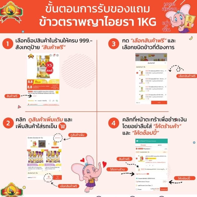 ShopeeVIP เหลือ 622บาท .- ข้าวหอมมะลิเก่า 100% 14KG ตราพญาไอยรา เกรดส่งออก รูปที่ 3