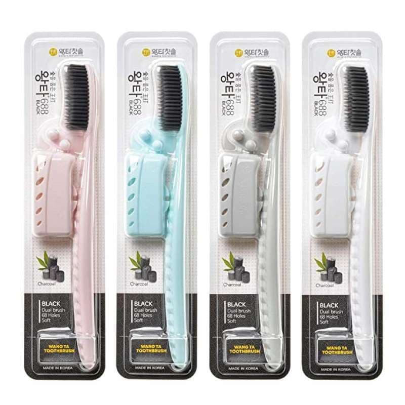 แปรงสีฟันจองกุก แปรงขนนุ่มจากเกาหลี Wangta Toothbrush Black Charcoal ขนสีดำ 1 ด้าม รูปที่ 4