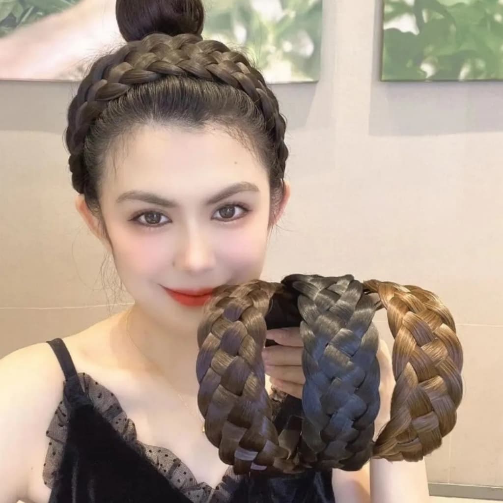 ที่คาดผม ผมถักเปีย เหมือนจริง ขนาดใหญ่ ที่คาดผมแฟชั่น ที่คาดผมเกาหลี เกรดพรีเมี่ยม หลากหลายสี รูปที่ 1