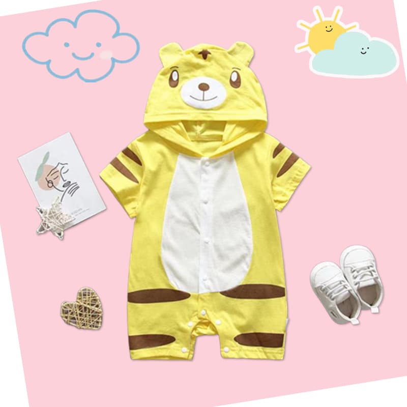 Babyonline 2H3-4 ชุดบอดี้สูทสำหรับเด็กมีฮู้ดรูปสัตว์มีกระดุมหน้า ผ้าฝ้าย นิ่ม ใส่สบาย แนะนำอายุ 0-1 ปี รูปที่ 7
