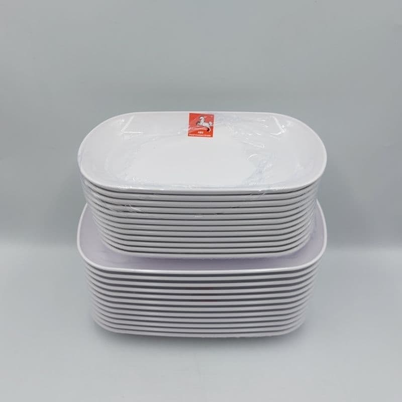 จานเปล 8.5 - 9.5 นิ้ว เกรด ABS ทรงสี่เหลี่ยม สีขาว สีดำ บรรจุแพ็คละ 12ใบ รูปที่ 4