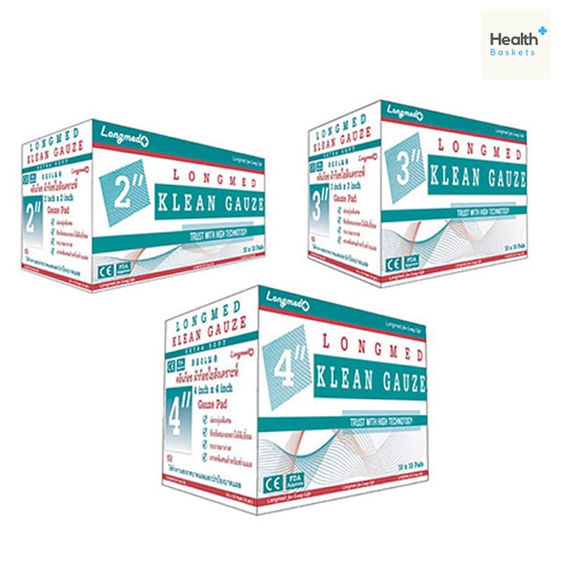 KLEAN GAUZE LONGMED ลองเมด คลีนก๊อซ ผ้าก๊อซใยสังเคราะห์ 2x2 / 3x3 / 4x4 รูปที่ 1