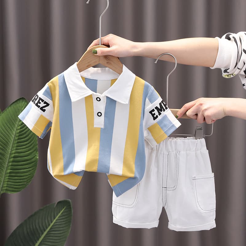 ชุดเด็กคอโปโลเสื้อ+กางเกง ชุดเซ็ทเด็ก เสื้อผ้าสำหรับเด็ก ชุดเซ็ท ชุดเด็กผู้ชาย Size90-120 DXT25 รูปที่ 6