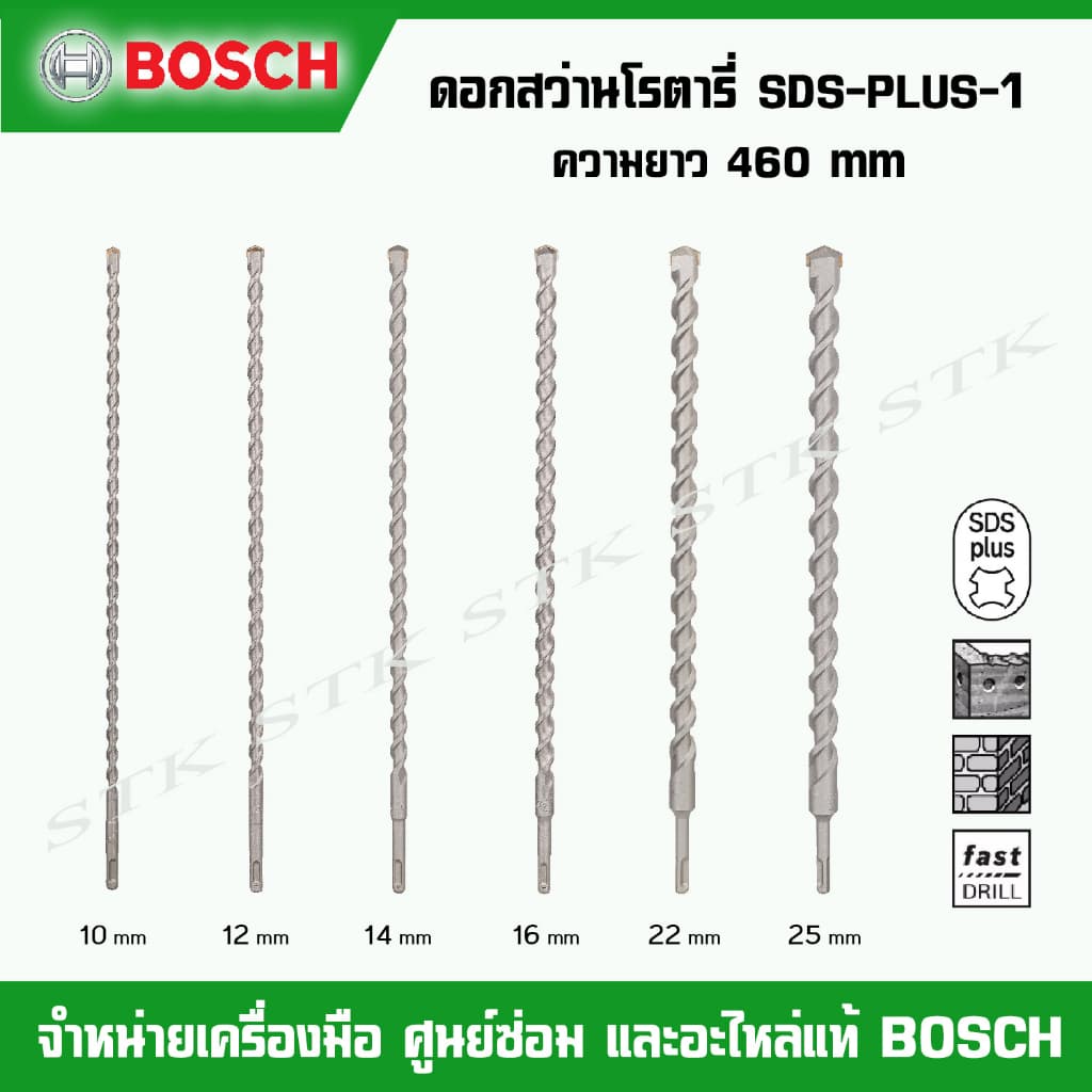 BOSCH ดอกสว่านโรตารี่ SDS-PLUS-1 ความยาว 460 mm. ฟันคาร์ไบด์ 2 คม รูปที่ 1