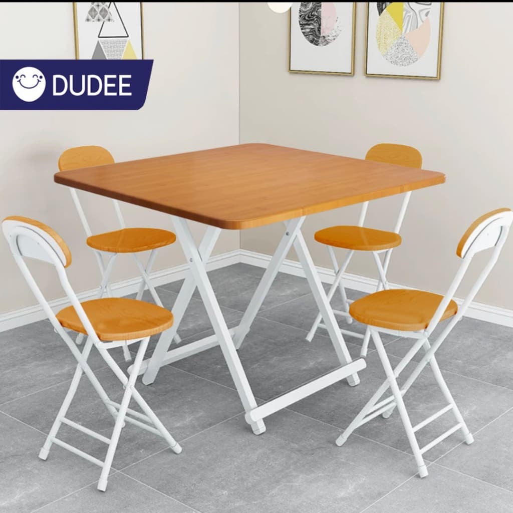DUDEE ชุดโต๊ะ พร้อมเก้าอี้ โต๊ะทานข้าวพับเก็บ ZDZ-2 ขนาด 80x80 cm.มีให้เลือก 3 สี รูปที่ 1