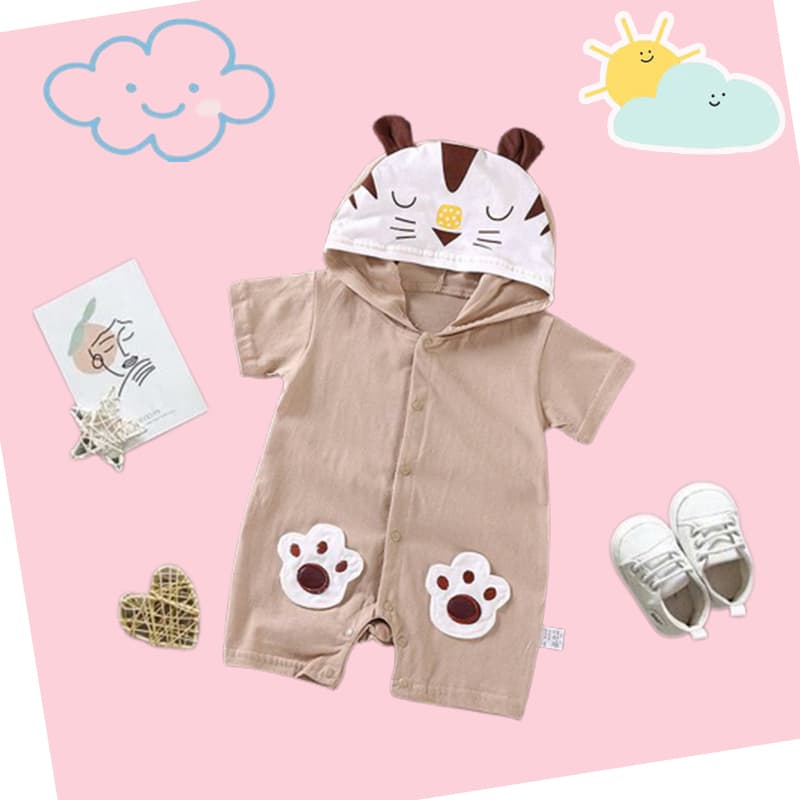 Babyonline 2H3-4 ชุดบอดี้สูทสำหรับเด็กมีฮู้ดรูปสัตว์มีกระดุมหน้า ผ้าฝ้าย นิ่ม ใส่สบาย แนะนำอายุ 0-1 ปี รูปที่ 9