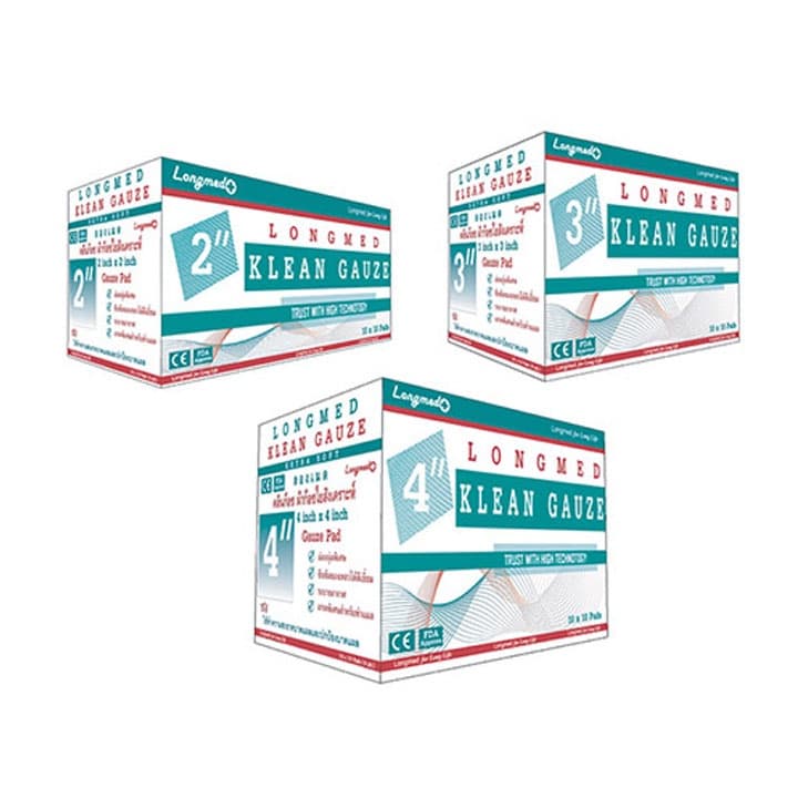 KLEAN GAUZE LONGMED ลองเมด คลีนก๊อซ ผ้าก๊อซใยสังเคราะห์ 2x2 / 3x3 / 4x4 รูปที่ 6