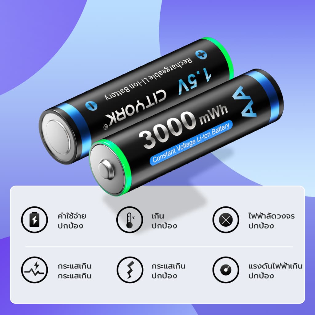 Palo แบบชาร์จใหม่ได้ 1.5V AA/AAA แบตเตอรี่ลิเธียม ถ่านชาร์จ เครื่องชาร์จแบตเตอรี่ รูปที่ 4