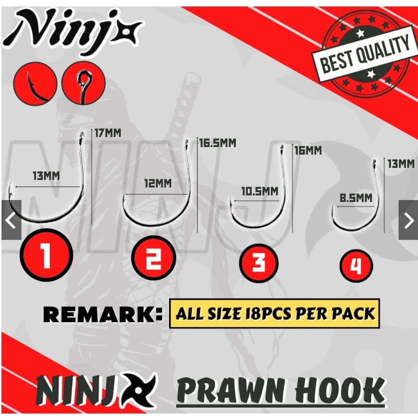 ตะขอเบ็ตตกกุ้งแม่น้ำ NINJ Prawn Hook - NJ7771 รูปที่ 3