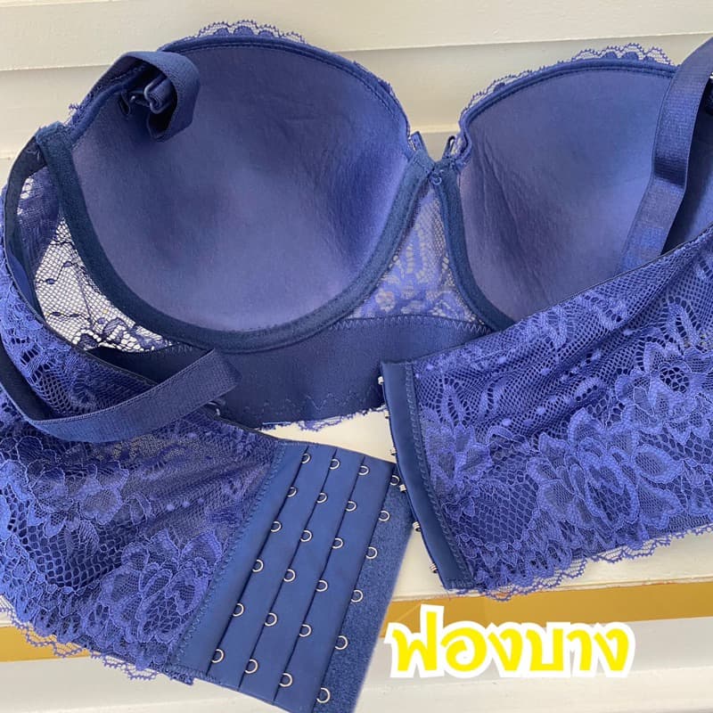 23822#บรา6 ตะขอครึ่งเต้าแต่งลูกไม้เก็บเนื้อปลิ้นด้านข้างได้ดีSize38-50คัพC-D รูปที่ 2