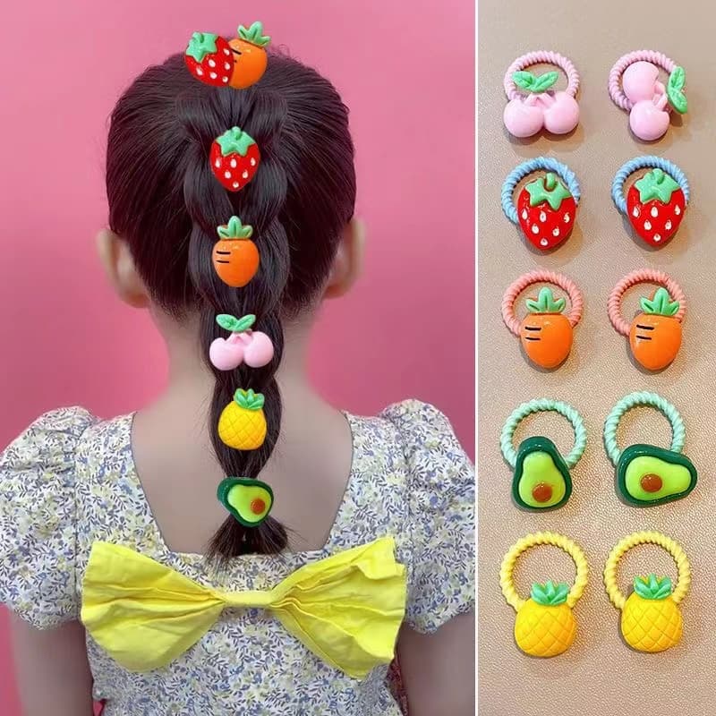 ยางรัดผมเกาหลี เส้นเล็ก สำหรับเด็ก น่ารัก สีสดใส แพ็ก 10 เส้น รูปที่ 3