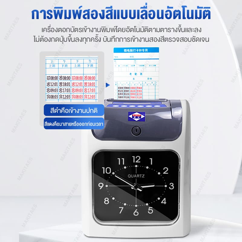 เครื่องตอกบัตร แถมฟรี บัตรตอก 100 ใบ ระบบการพิมพ์ชนิดดึงและคืนบัตรอัตโนมัติ รูปที่ 2