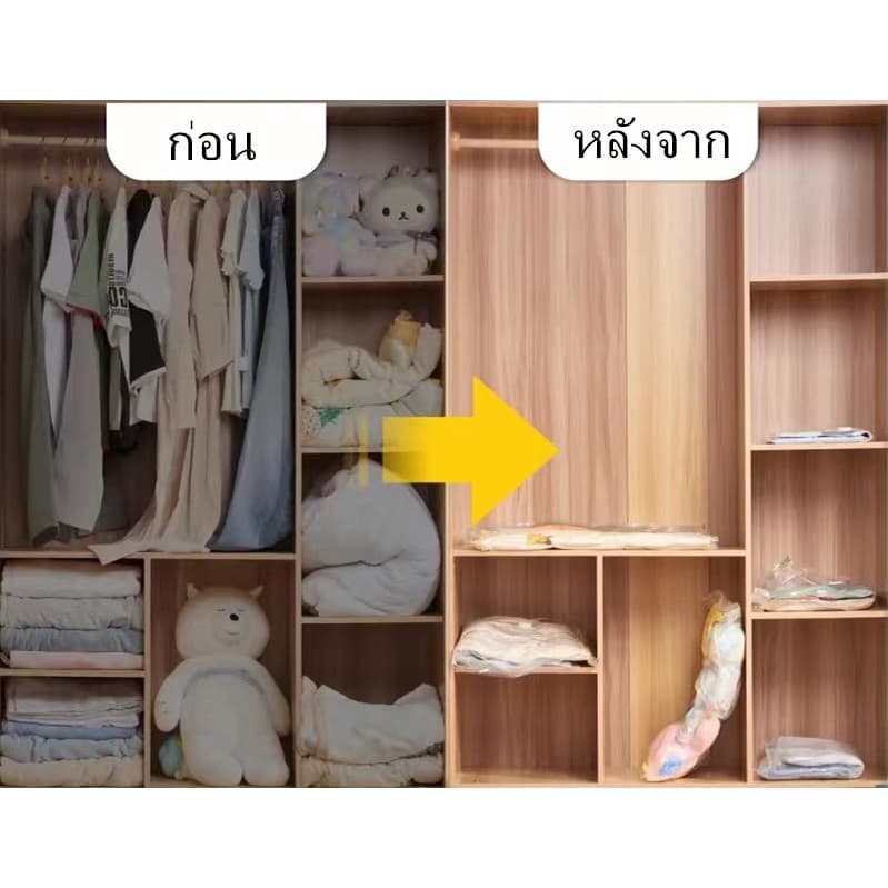 ถุงสูญญากาศ จัดเก็บผ้านวม ถุงสูญญากาศประหยัดพื้นที่ มีจุกวาล์ว รูปที่ 5