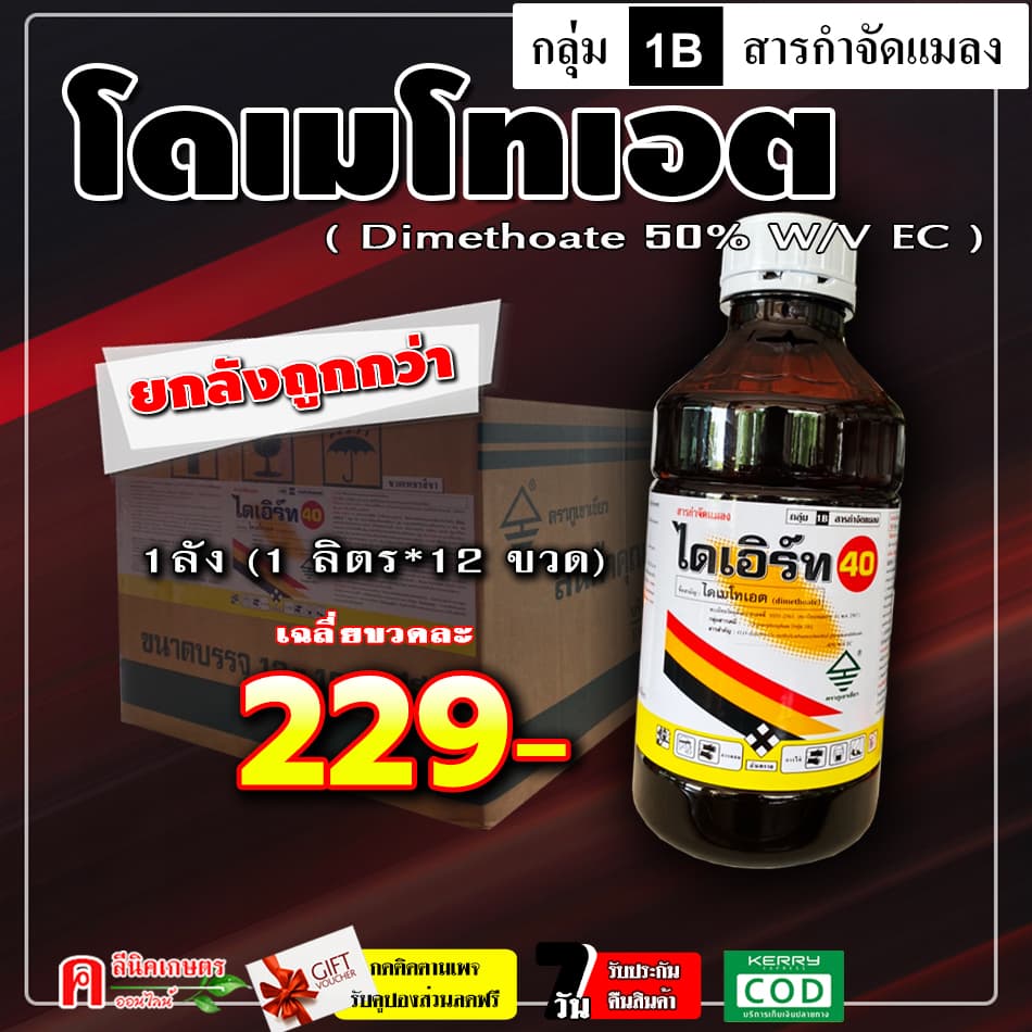// ขายยกลัง //ไดเอิร์ท-ไดเมโทเอต ป้องกันกำจัดแมลง แมงกะแท้ แมงบิน หนอนเจาะ หนอนกอข้าว รูปที่ 1