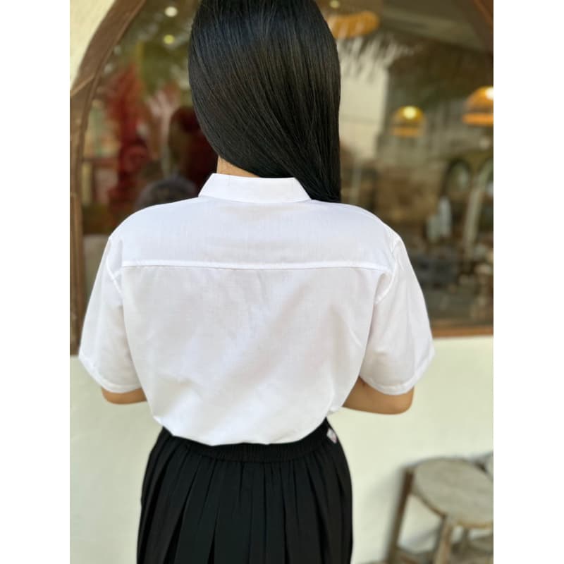 เสื้อนักศึกษา ทรงบอย ผ้าดิบ รูปที่ 5