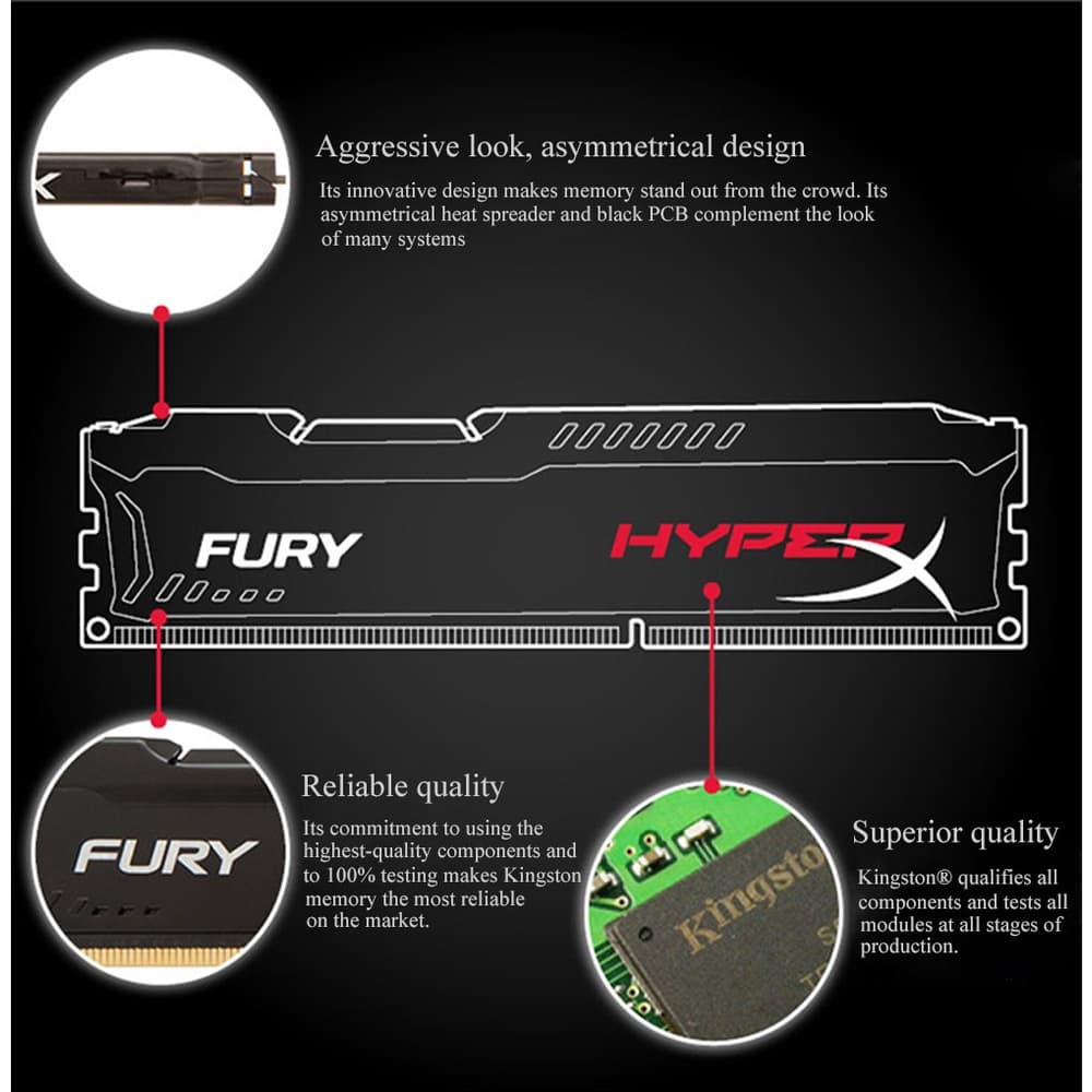 Kingston Hyperx Fury DDR3 4GB 8GB 1333MHz 1666MHZ 1866MHZ 1.5V คอมพิวเตอร์ตั้งโต๊ะ RAM PC รูปที่ 6